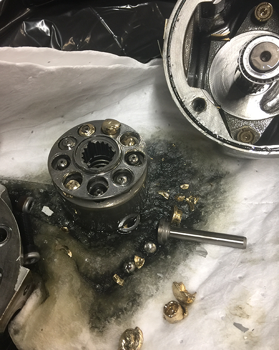 a destroyed hydraulic pump from a yacht
